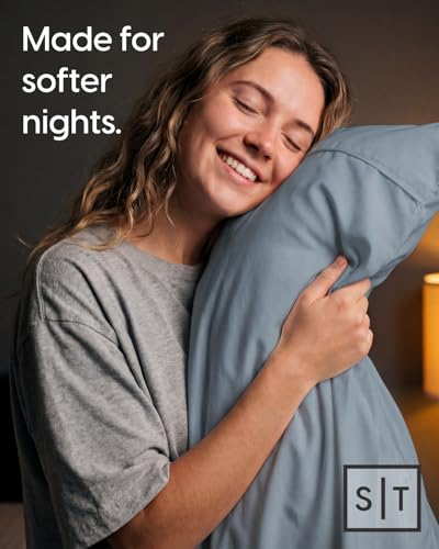 Image of Sleepy Town Queen Size Bed Sheets - 3 Piece - NO Flat Sheet Included - Queen Sheet Set - Soft, Comfy & Cooling - Easy Care - Wrinkle & Fade Free - Brushed Microfiber - Deep Pocket Sheets (Steel Blue)
