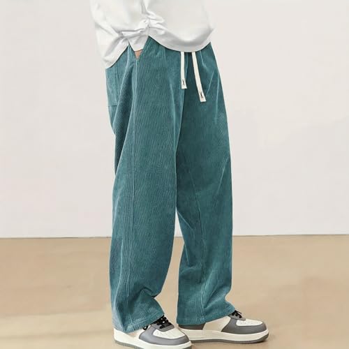 Men’s Casual Corduroy Sweatpants with Pocket Elastic Waist Baggy Straight Leg Slacks Pants Work Streetwear for4