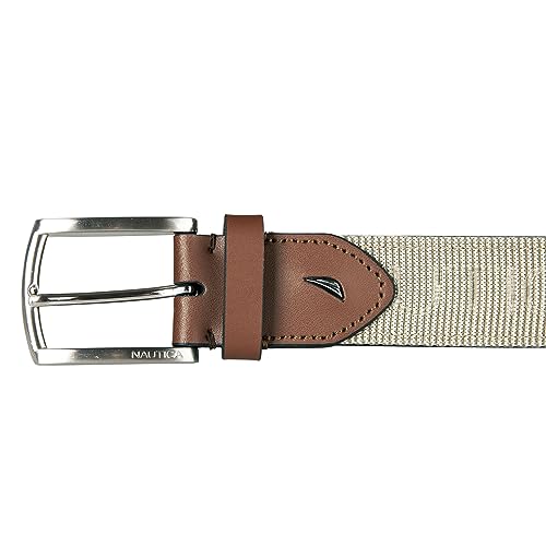 Image of Nautica Men's Casual Leather Belt | Everyday | Classic | Pants | Jeans | Khakis | Chinos | Metal Buckle