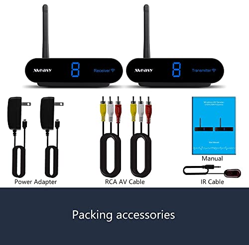 Measy Av24 2.4Ghz 8 Channel Video & Audio Transmitter & Receiver With Ir Remote Extender For Streaming Cable, Satellite, Dvd To Tv Wirelessly For Rca Cable - Not Compatible With Hdmi (Av24) #TOP6
