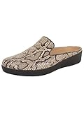 FitFlop Women's Superskate Slip-ON Mule Shoe, Taupe Snake, 6 M US