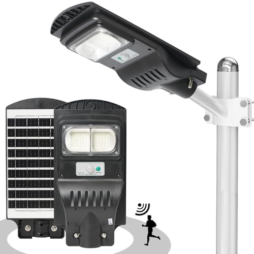 Image of Gigawatts 80 LED 30W Solar Street Light with Remote Control High Power 5Ah Battery Inbuilt 7W Solar Panel IP65 Water Resistant Outdoor Lamp for Wall Pathway Garden and Patio (1Pc, Cool White)