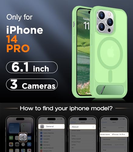 Image of Magnetic Compatible with iPhone 14 Pro Case, [Built-in Invisible Kickstand][Compatible with MagSafe] [Military Grade Shockproof] Slim Translucent Matte Phone Case for iPhone 14 Pro 6.1 inch