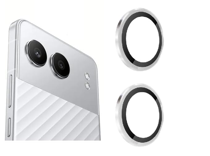 Amazon Brand - Solimo Camera Glass Lens Protector Ring For OnePlus Nord 4 5G Case Friendly With Edge-To-Edge Protector Coverage and Easy Installation (Silver)