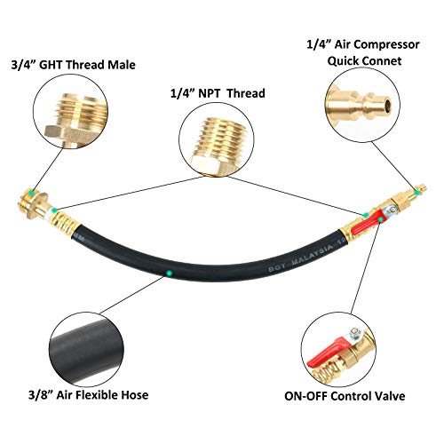 STYDDI RV Winterization Adapter Hose with Shut Off Valve, 12" Outdoor Faucet Fitting
