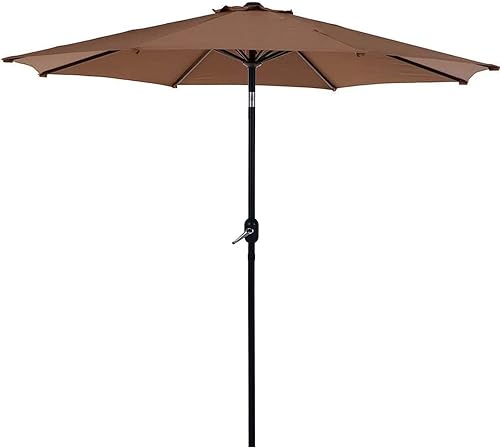 Grand patio Sombrilla de patio mejorada de 9 pies con 8 varillas, sombrilla de mesa con manivelainclinación, sombras al aire libre para piscina,
