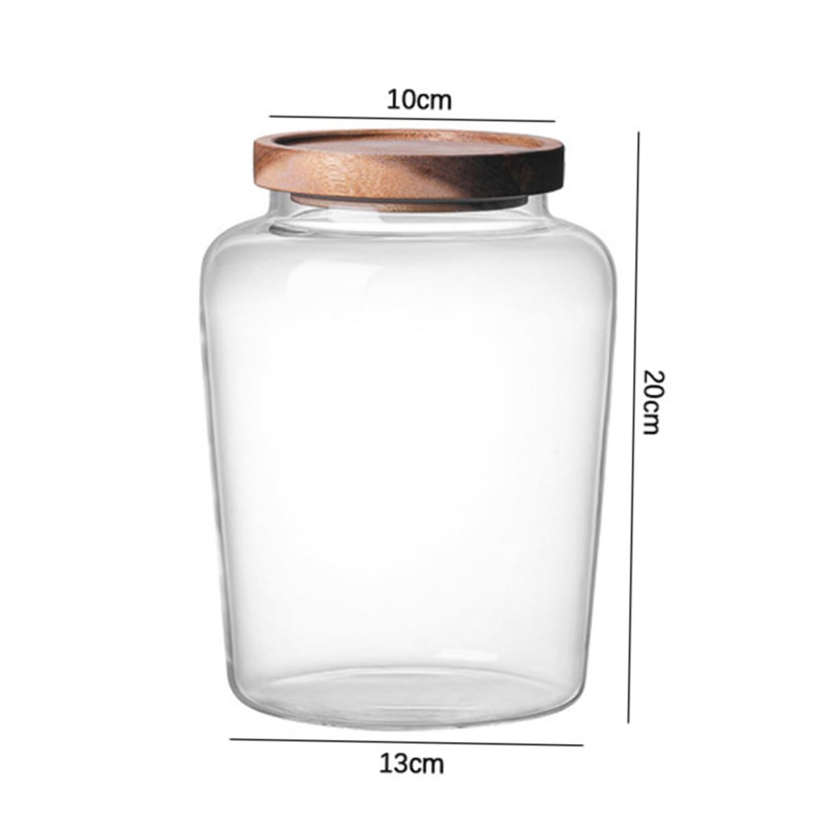 TEHAUX Barattolo in Vetro con Coperchio in Legno di Acacia Sigillato per Conservare Granaglie e Biscotti Freschi in Cucina e Casa
