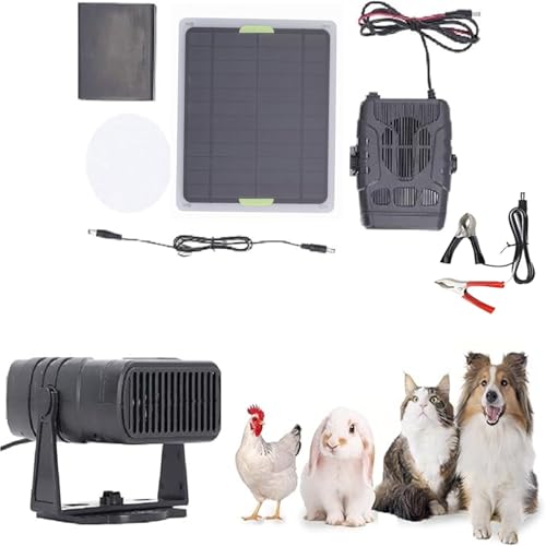 Solar Heater for Greenhouse, Chicken Coop Heater Solar Powered for Winter, Solar Panel Heaters with Overheating Protection for Chicken Kitten Puppy Pets (Black)