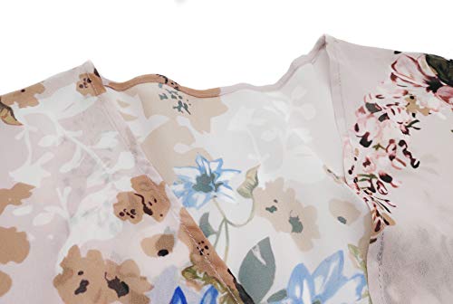 Image of FINOCEANS Womens Floral Chiffon Kimono Cardigans Loose Beach Cover Up Half Sleeve Tops