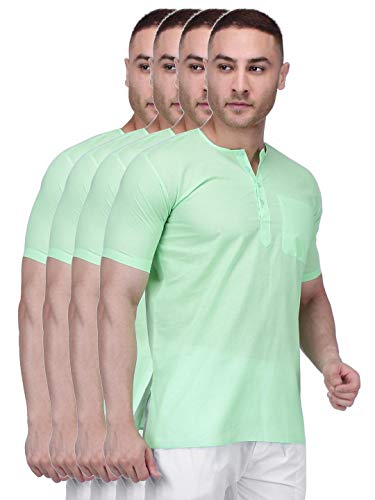 Image of Rajubhai Hargovindas Men's Pure Cotton Short Kurta | Pack of 4 |