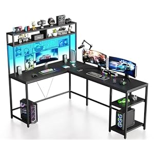 VEELOK L Shaped Desk with Hutch and Pegboard ...