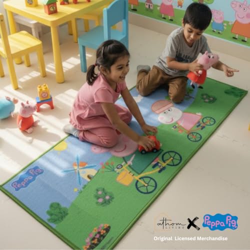 Image of Athom Living Kids Multicored Kids Runner Carpets 2x4.5ft, Anit-Skid (Peppa Pig Theme)