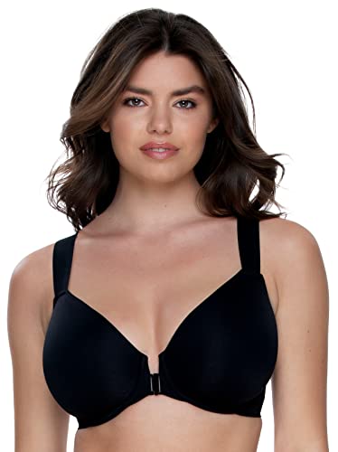 Felina Sujetador tipo camiseta Utopia con cierre frontal y espalda cruzada, Negro -, 80D (Talla del fabricante: 36D)