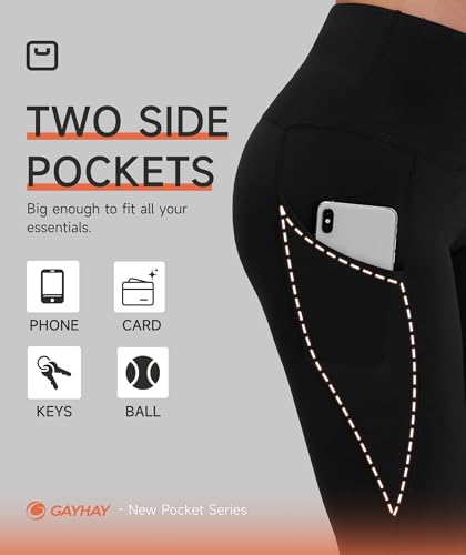 GAYHAY High Waist Yoga Pants with Pockets, Leggings for Women Tummy Control Compression Workout Leggings for Women