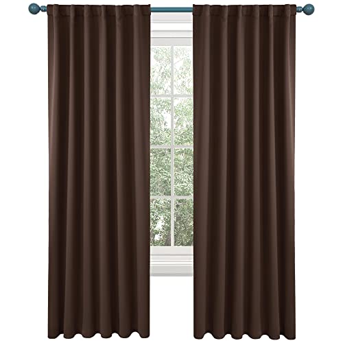 Deconovo Solid Back Tab And Rod Pocket Blackout Curtains - (Chocolate Color), 52X84 Inch, 2 Pieces, Thermal Insulated Blackout Window Curtains For Living Room #TOP1