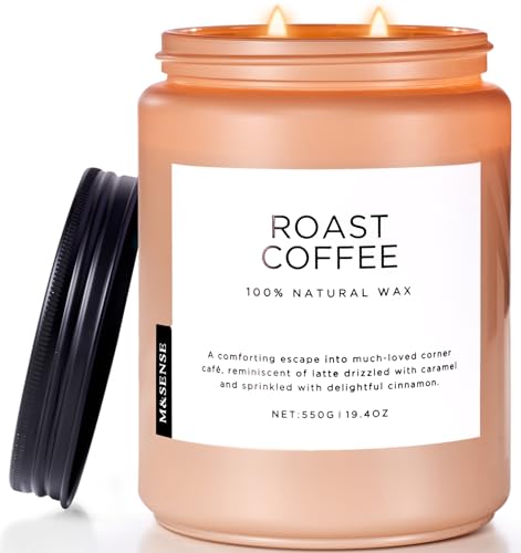 M&SENSE Duftkerzen Kaffee, 2 Docht Jar Kerze 550g, 110 Stunden Brenndauer,...