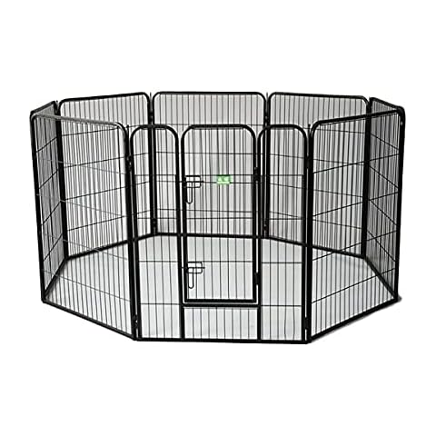 JOYSFIT Dog Playpen Outdoor 8 Panels Dog Pen Indoor 32" Height x 27" Width Dog Fence Exercise Pen with Doors for Large/Medium/Small Dogs Cover