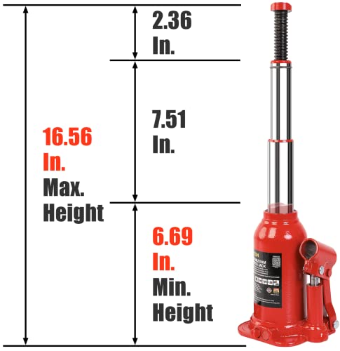 Big Red ATH80402XR 4 Ton (8,000 Lbs) Torin Double Ram Welded Hydraulic Car Bottle Jack thumb #1