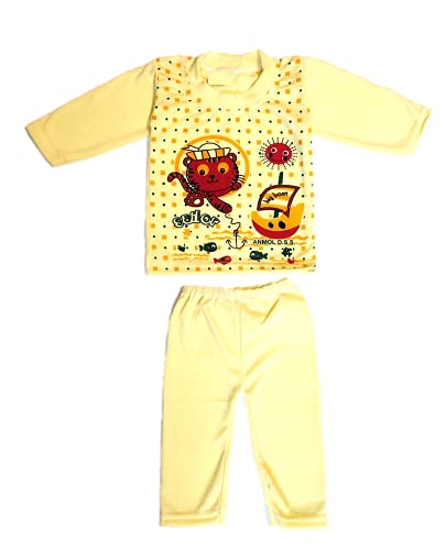 Image of Baby Boys & Girls Dress Soft Cotton Blend Unisex T-shirts and Pyjama Pants Pack of 4 Full sleeves T-shirt + 4 Pyjama Pants Multi colored Size 0 Months up to 18 Months