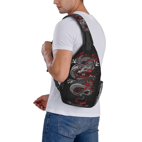 Cool Dragon Crossbody Bags for Women Men Red Dragon Sling Bag Backpack Casual Chest Bag with Adjustable Shoulder Strap3