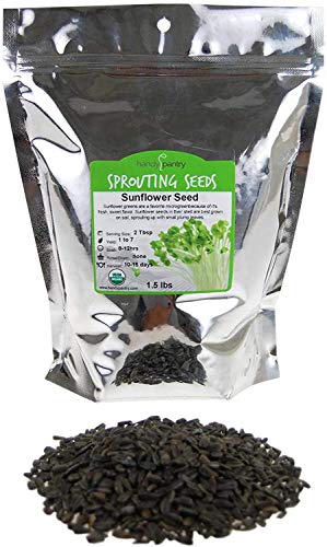 1.5 Lb Organic Non-Gmo Black Oil Sunflower Microgreens Seeds And Sprouting Seeds (Shell On) - Edible Sun Flower Micro Green Seeds, Organic Sprout Seeds, Seeds For Sprouting, And Sprout Mix #TOP1