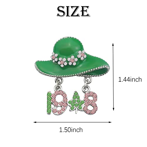 Image of Sorority Paraphernalia Gift Greek Sorority Jewelry Pink and Green Brooch Pin for Women Leaf Pedant Jewelry Sisterhood Graduation Gift
