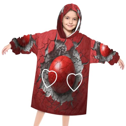 Kids Blanket Hoodie Football Hitting The Wall Wearable Blanket Hoodie Oversized Hooded Blanket, Sweatshirt Blanket with Pockets Soft Warm Kids Hooded Blanket for Girls, Boys