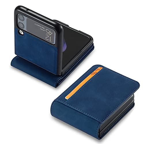 Coque Samsung Galaxy Z Flip 4 antichoc avec fente porte-cartes et revêtement cuir