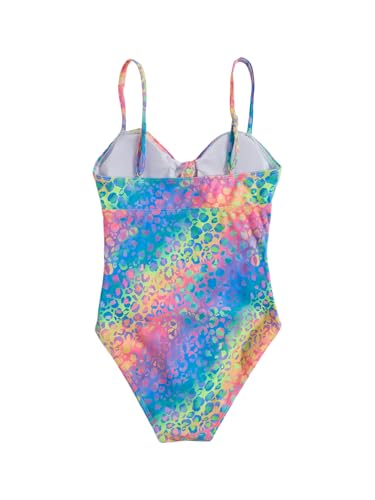 Image of Floerns Girl's Gingham Print Ruched Cut Out Knot Front One Piece Swimsuit