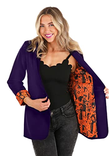 Disney Hocus Pocus Women's Purple Blazer - Officially Licensed Business Casual Jacket