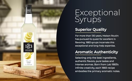 Image of 1883 Lemon Syrup for Drinks, Made in France, 1 Liter Glass Bottle