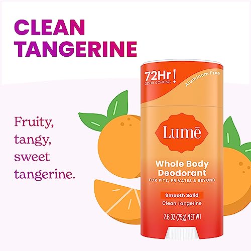 Lume Whole Body Deodorant - Smooth Solid Stick - 72 Hour Odor Control - Aluminum Free, Baking Soda Free And Skin Safe - 2.6 Ounce (Clean Tangerine) #TOP2