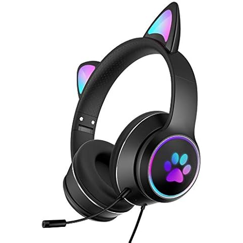 QOTSTEOS Casque de jeu avec oreilles de chat Cover