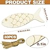 30Pcs Wooden Fish Cutouts DIY Craft, Unfinished Blank Wooden Signs Fish Shaped Wood Cut Out Wood Craft Supplies, Fish Shaped Wooden Cutouts for Crafts with Hemp Rope, Animals Hanging Ornaments #1