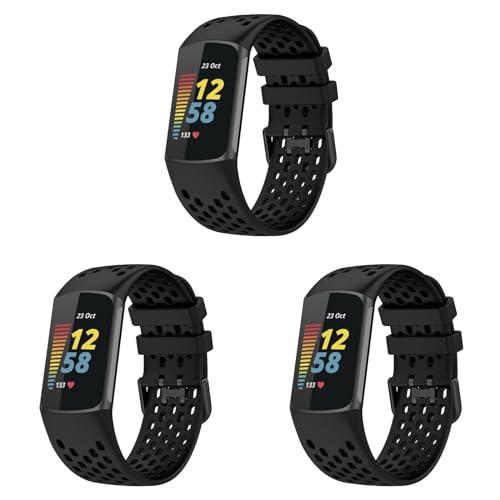 Charge 6 Pulseras, 3 unidades, de silicona suave, deportivas, transpirables, ajustables, para Fitbit Charge 6/Charge 5