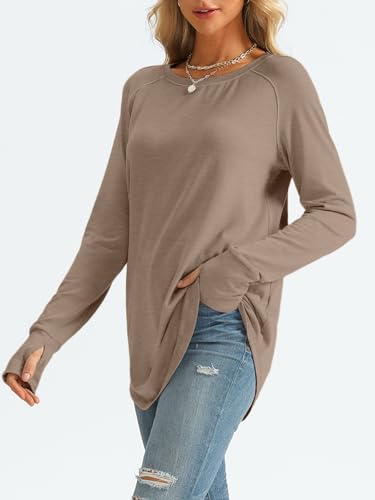 Image of AUTOMET Womens Long Sleeve Tunic Tops Crew Neck Casual Loose Fit Shirts