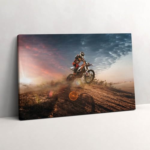 Tableau photo sur toile moto salon moderne décoration murale évasion désert