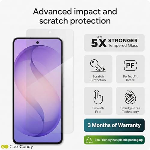 Image of Casecandy - (2 Pack Screen Protector Tempered Glass for Samsung S26 | 9H Glass for samsung S26 Screen Protector 5G, [Easy Application Kit] [Bubble Free] [6.2 Inch] - HD