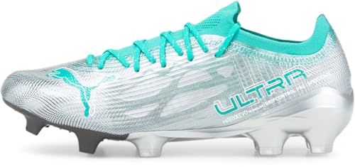 PUMA - Unisex Fg/Ag Shoes, Color Diamond Silver/Spectra Green, Size: 8 M US