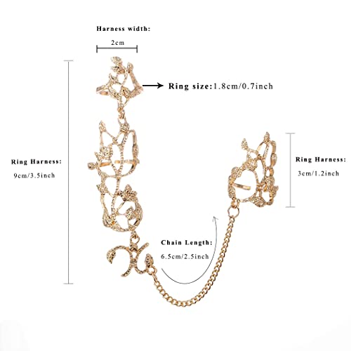 Yalice Charm Leaf Full Finger Ring Bracelets Dainty Knuckle Open Ring Harness Hand Chains Adjustable Statement Rings Jewelry for Women Gift2