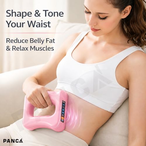 Image of PANCA Electric Belly Fat Massager Belt with Heat & Vibration | Abdominal Waist Slimming & Muscle Relaxation Device | Portable Body Shaping Fascia Massager for Home Use (Pink)