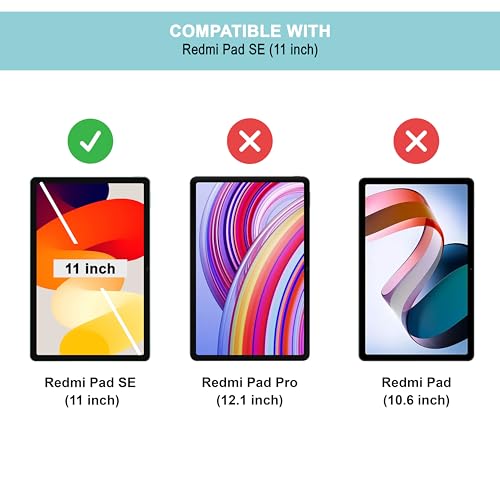 Image of CEDO Tri-Fold for Redmi Pad SE (11 in) Smart Case Flip Cover with Multi Viewing Angles Stand | Leather Finish | Heat Dissipation | TPU Backcover (Black)