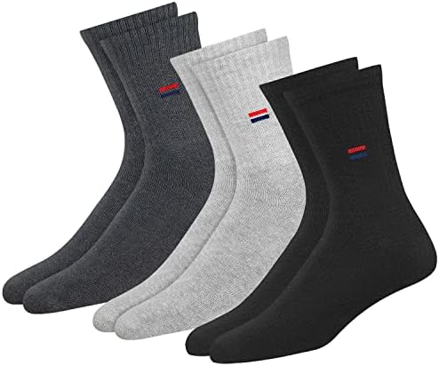 NAVYSPORT Men's Crew Length Cushion Cotton Socks (Pack of 3) (SF-M-1_Multicolour) Free Size