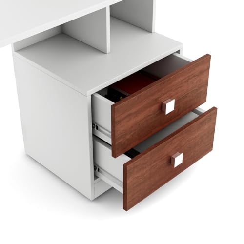 Image of Guide 02 Study Table | Engineered Wood | Frosty White | Free Standing | Knock Down