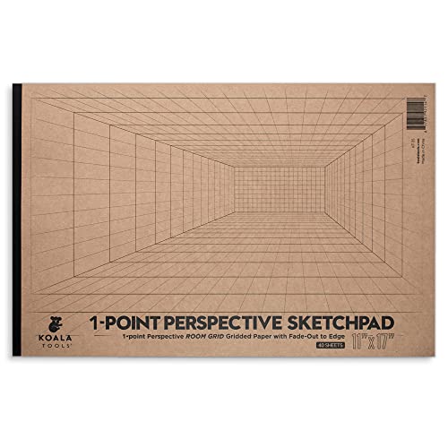 Koala Tools | Drawing Perspective (1 and 2-Point) Large Sketch Pad (1 Point - 11 x 17)