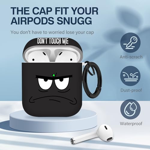Image of for Airpods Case,Don't Touch Me Cool Cover with Lanyard Big Eyes Cute Cartoon for Airpods 2nd Generation Case,Soft Shockproof Cover for Women Men-Grey