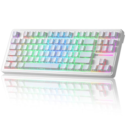 Image of YUNZII YZ87 Gasket Mechanical Keyboard,TKL Wireless Hot Swappable with 5-Layer Padding, BT5.0 /2.4G /USB-C NKRO RGB Backlit for Win /Mac(White Line, Milk Switch)