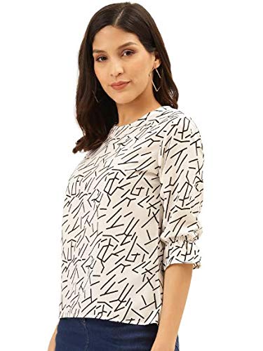 Image of Style Quotient Women Abstract Printed Polyester Smart Casual Top