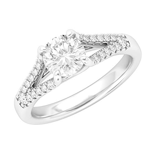 Sterling Silver Split Shank Trellis Simulated 1.0 CT Diamond or Genuine Moissanite Promise Bridal Engagement Ring2
