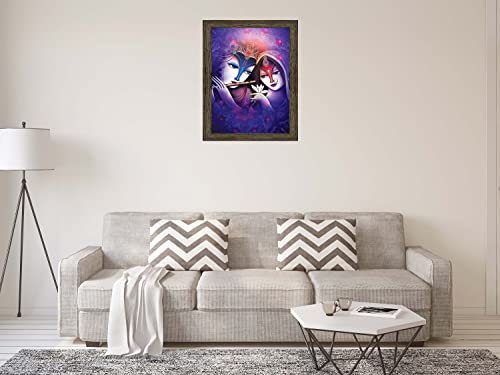 Image of Indianara Radha Krishna Painting (4321EBY) -Synthetic Fame, 10 x 13 Inch, Multicolor